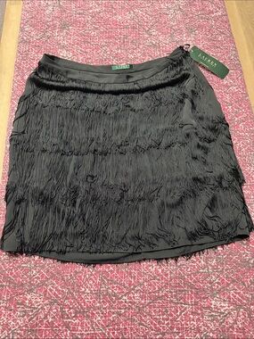 Lauren Ralph Lauren Black Fringe Mini Skirt
